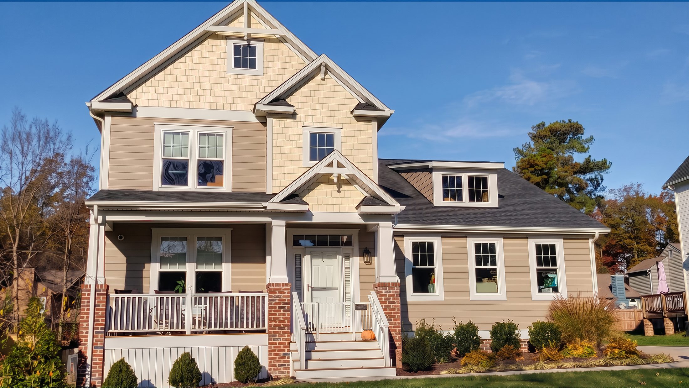 The Edenton — a shingled craftsman home with a front porch